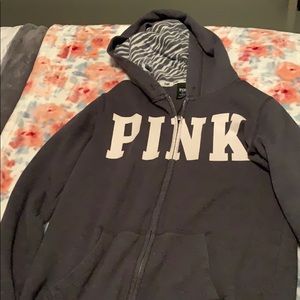 victoria’s secret gray zebra zip up